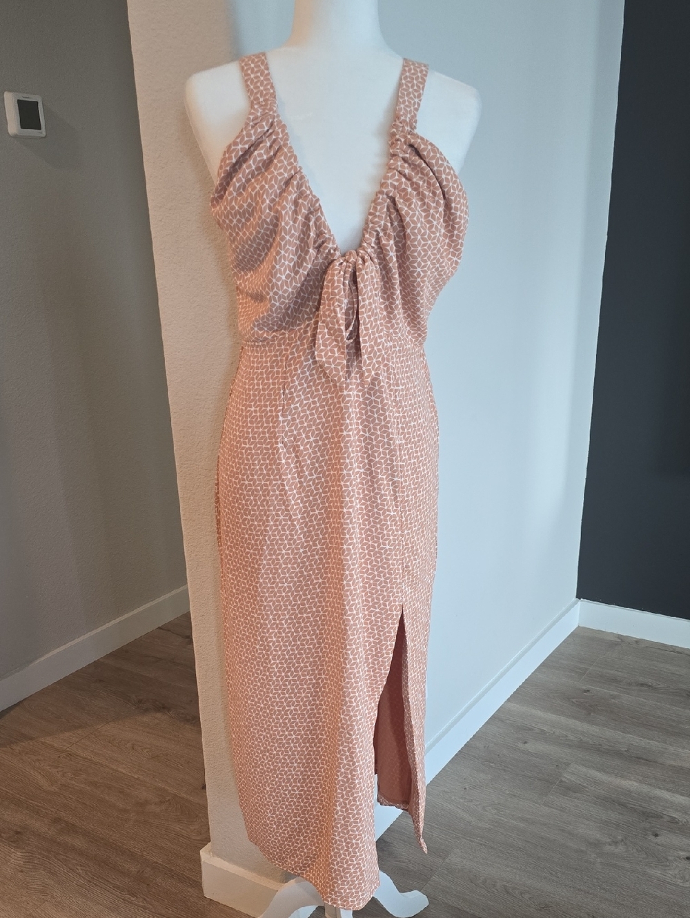 Abercrombie & Fitch Dusty Pink Tie-Front Midi Dress